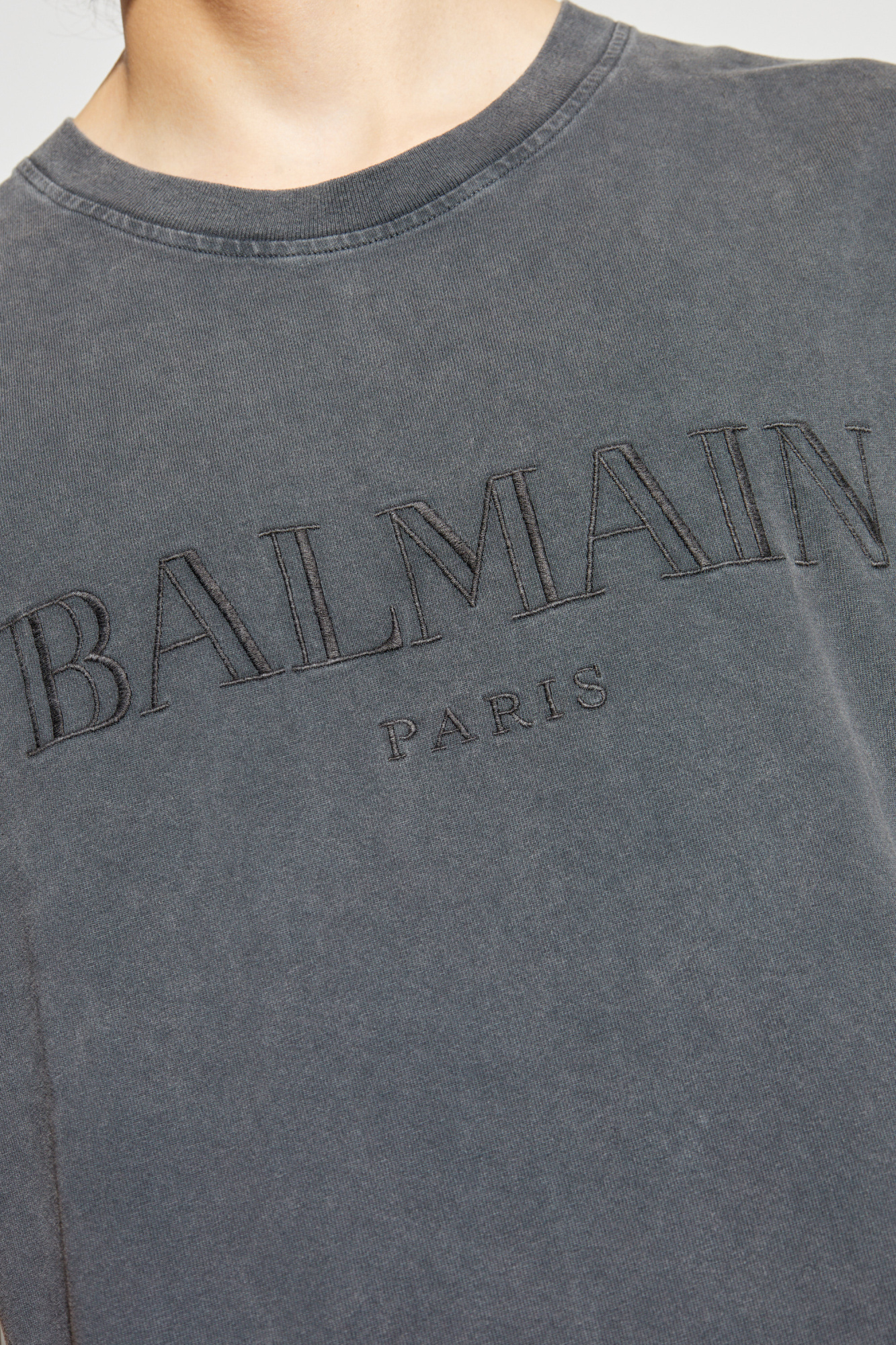 Tシャツ・カットソー BALMAIN Women Tops DH1EG010BC72 YGD Grey Balmain Women's Logo T-Shirt - White | Coggles